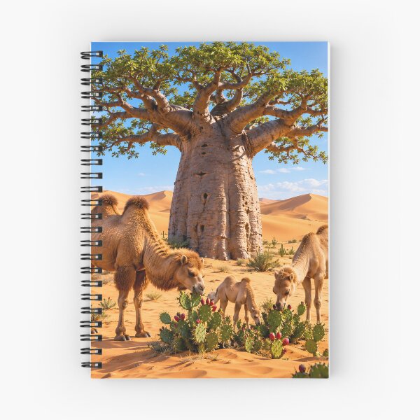 Aperçu de l'œuvre Solitaire Baoab et la famille des chameaux créée et vendue par AwesomeDigiShop.