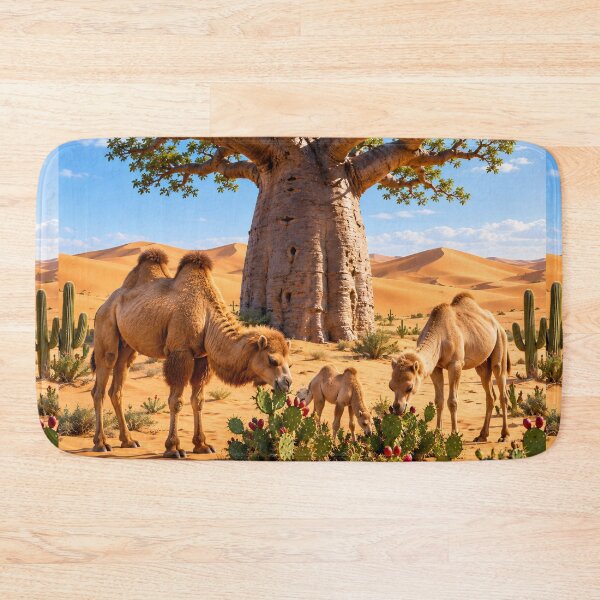 Aperçu de l'œuvre Solitaire Baoab et la famille des chameaux créée et vendue par AwesomeDigiShop.
