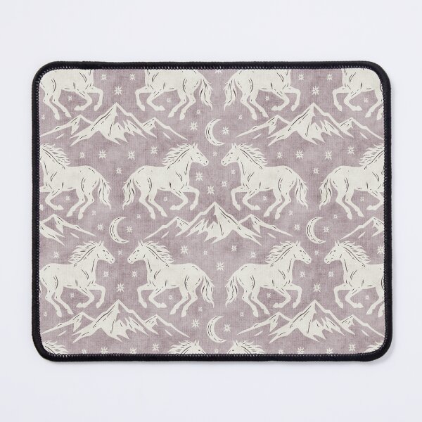 Item preview, Western Wild Horses with mountains moon and stars in Cream on Purple designed and sold by EliveraDesigns.