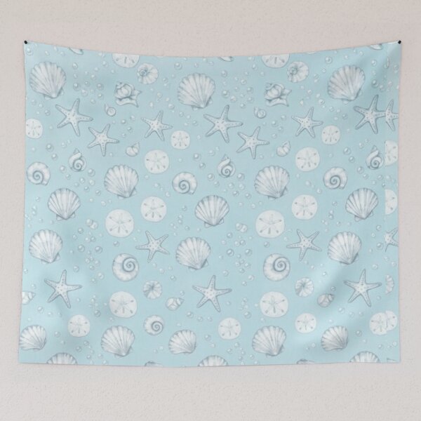Item preview, Light Blue Sea Shell Coastal Coquette Mermaidcore Pattern Best Selling Design 2026 Starfish Beach  Aesthetic Girl Baby BoyGifts  Phone Case Blanket Mug Journal designed and sold by TeenLake.