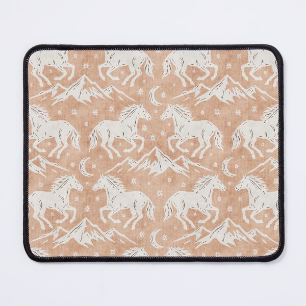 Item preview, Western Wild Horses with mountains moon and stars in Cream on Peachy Beige designed and sold by EliveraDesigns.