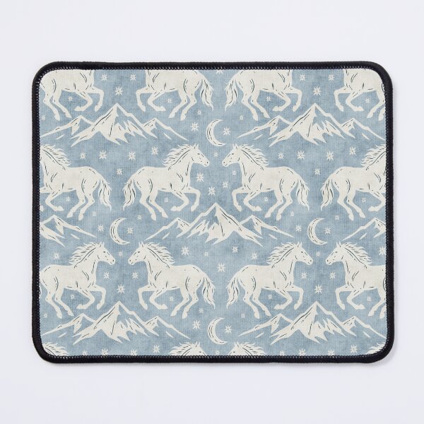 Item preview, Western Wild Horses with mountains moon and stars in Cream on Light Blue designed and sold by EliveraDesigns.