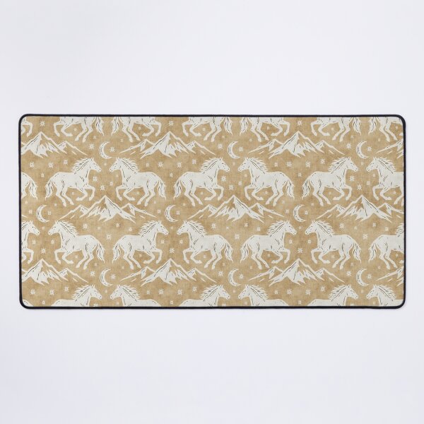 Item preview, Western Wild Horses with mountains moon and stars in Cream on Golden Beige designed and sold by EliveraDesigns.
