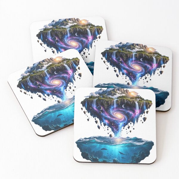 Item preview, Ocean Underneath a Floating Galaxy Island – Cosmic Ocean Fantasy Art designed and sold by okay 2 look .