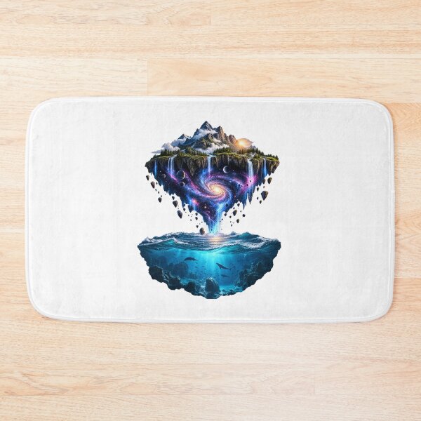 Item preview, Ocean Underneath a Floating Galaxy Island – Cosmic Ocean Fantasy Art designed and sold by Prince Tripathi .