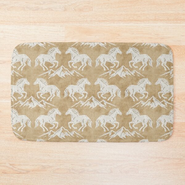 Item preview, testrWestern Wild Horses with mountains moon and stars in Cream on Golden Beige designed and sold by EliveraDesigns.