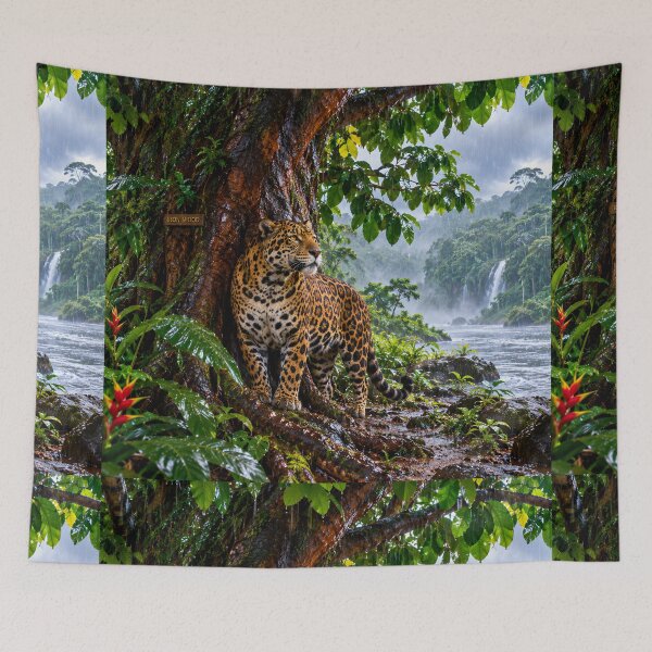 Item preview, Jaguar in Rainforest  designed and sold by AwesomeDigiShop.