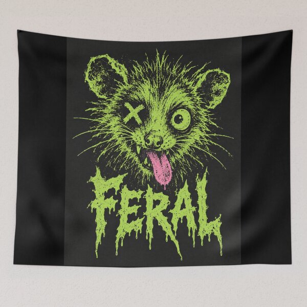 Item preview, Feral Possum Soft Grunge Neon Green Death Metal Lettering Illustration designed and sold by Yellowriversss.
