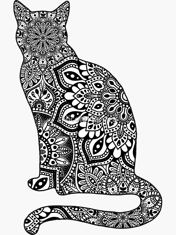 Mandala Cat Sticker For Sale By Nicoleharvey Redbubble 