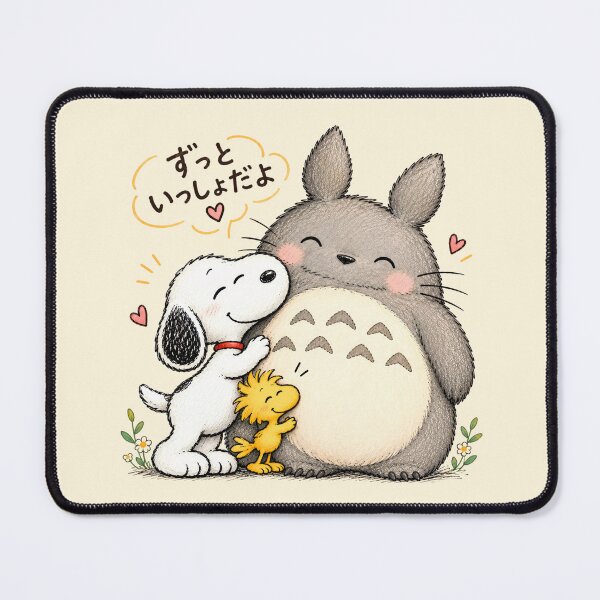 Item preview, Snoopy, Woodstock & Totoro Hug designed and sold by COFFEEWITHARTS.