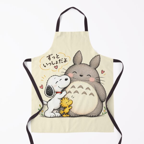 Aperçu de l'œuvre Snoopy, Woodstock et Totoro se font un câlin créée et vendue par COFFEEWITHARTS.