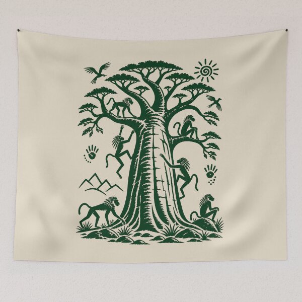 Item preview, African Baobab Tree Monkeys – African Wildlife Safari Nature Art designed and sold by JonelCrafts.