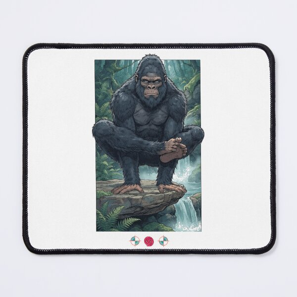 Item preview, Bigfoot Zen Pose Sasquatch Meditation Cryptid Art designed and sold by Whimsy Trail Co.