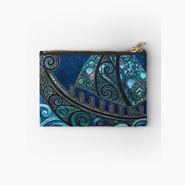Item preview, Maori Koru Waka Canoe Ocean Waves Blue Paua Shell Print designed and sold by GrinGalore.