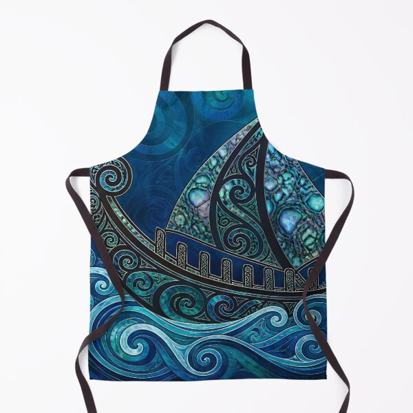 Item preview, Maori Koru Waka Canoe Ocean Waves Blue Paua Shell Print designed and sold by GrinGalore.