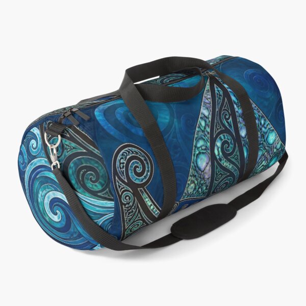 Item preview, Maori Koru Waka Canoe Ocean Waves Blue Paua Shell Print designed and sold by GrinGalore.