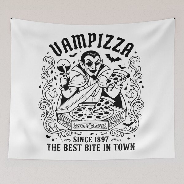 Item preview, Vampizza The Best Bite In Town Funny Halloween Vampire Pizza Vintage  designed and sold by Brexmore3.