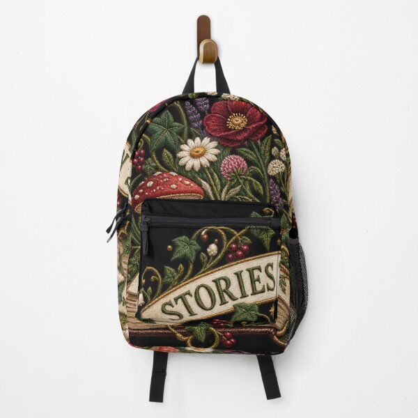 Item preview, Book Lover Botanical Design – Stories Take Root Cottagecore Embroidered Art designed and sold by Emoji Emblems.