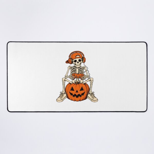 Item preview, Skeleton Gamer on Pumpkin Halloween Controller Art designed and sold by Dmo3HarkoArt.