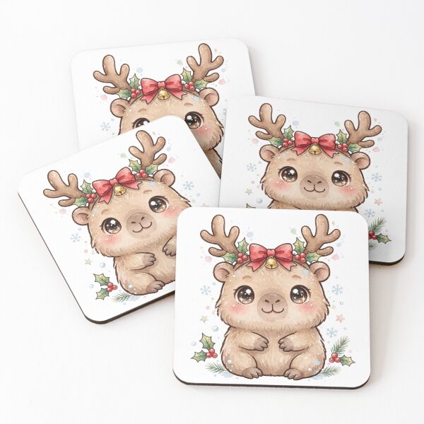 Item preview, Cute Christmas Capybara Reindeer – Kawaii Holiday Winter Animal Design designed and sold by MoodLay.