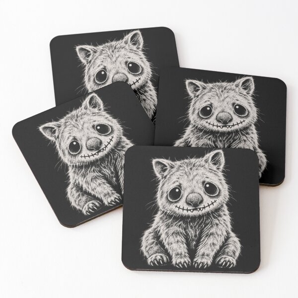 Item preview, Creepy Cute Wombat Stitched Smile Stipple Ink Dark Art Soft Grunge designed and sold by Yellowriversss.