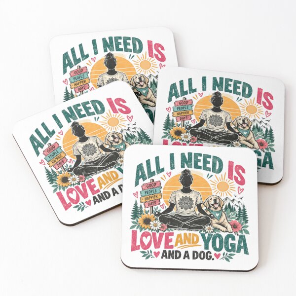 Item preview, All I Need Is Good People Happier Days Love And Yoga And A Dog Yogi Dog Owner Wellness designed and sold by HumansStuck12.