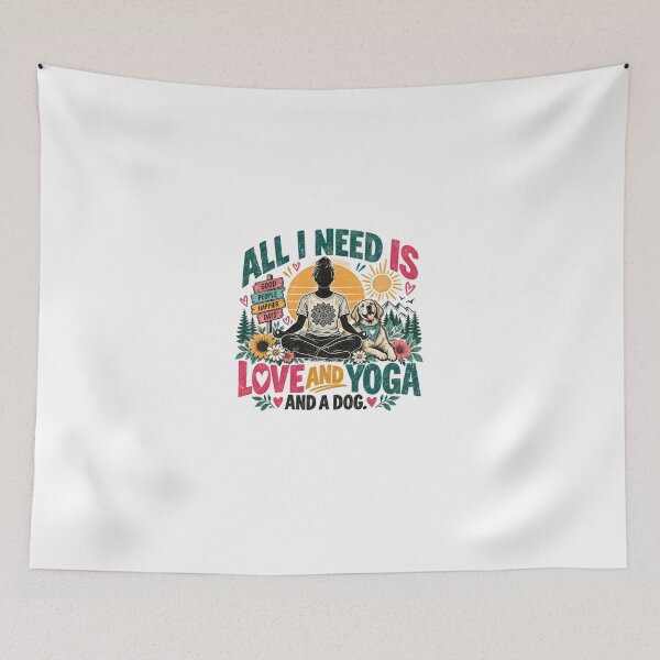 Item preview, All I Need Is Good People Happier Days Love And Yoga And A Dog Yogi Dog Owner Wellness designed and sold by HumansStuck12.