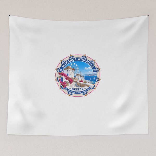 Item preview, Mykonos Windmills Greece Island Winds Of White And Blue Greek Travel Vacation Souvenir designed and sold by Star3NowForMe.