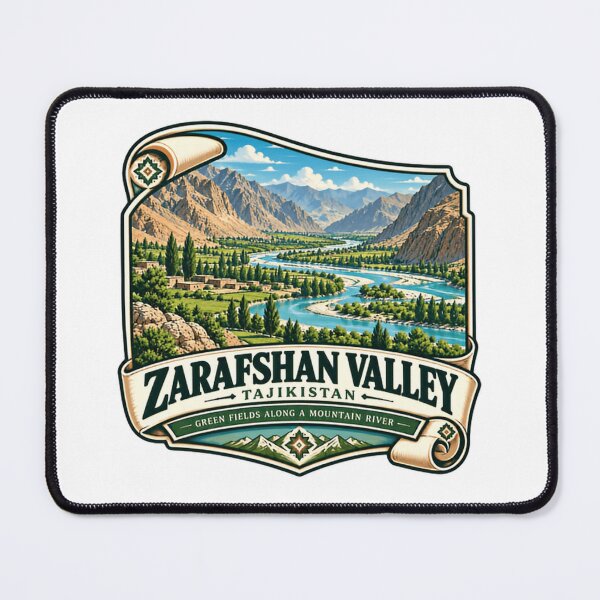 Item preview, Zarafshan Valley Tajikistan Green Fields Along A Mountain River Travel Hiker Explorer designed and sold by Star3NowForMe.