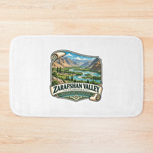 Item preview, Zarafshan Valley Tajikistan Green Fields Along A Mountain River Travel Hiker Explorer designed and sold by Star3NowForMe.