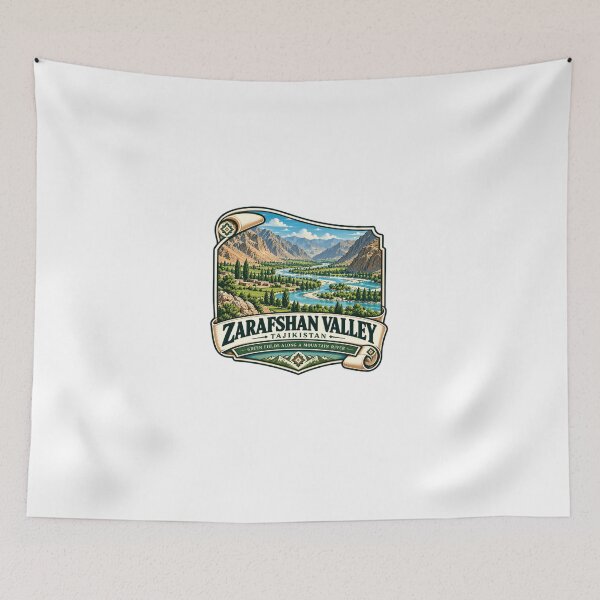Item preview, Zarafshan Valley Tajikistan Green Fields Along A Mountain River Travel Hiker Explorer designed and sold by Star3NowForMe.