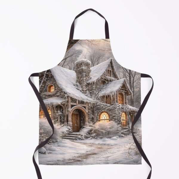 Item preview, Cozy Snowy Cottage in Winter Forest – Enchanted Fairytale House Art Print designed and sold by Kaleidoscope Print.