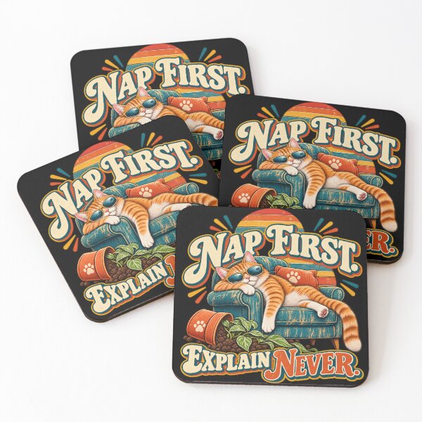 Item preview, Nap First Explain Never – Funny Retro Cat designed and sold by Tadeusz1.
