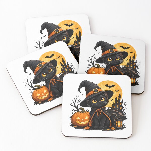 Item preview, Cute Halloween Black Cat Witch T-Shirt – Spooky Pumpkin Haunted House designed and sold by NakottaFashion.