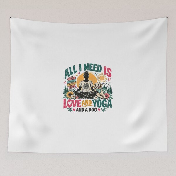 Item preview, All I Need Is Good People Happier Days Love And Yoga And A Dog Yogi Dog Owner Wellness designed and sold by JonesFlora2025.