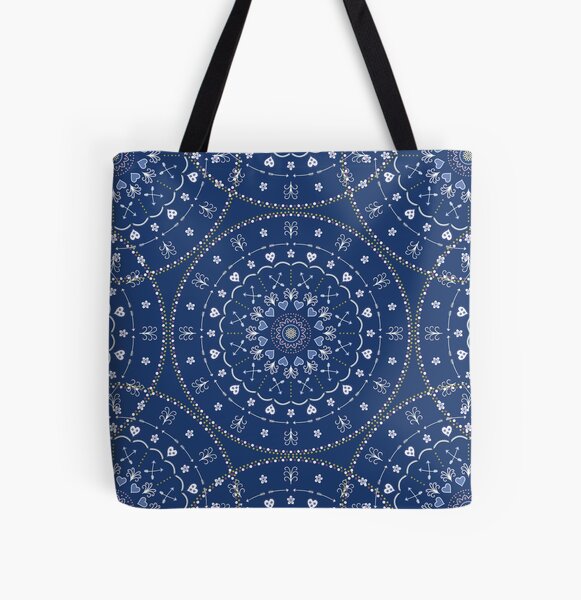 Blue Mandala Hand Painted Design Tote Bag