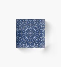 Blaue weiße Mandalas Acrylblock