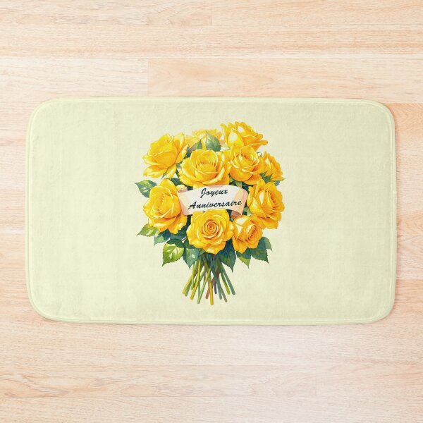 Item preview, Joyeux Anniversaire with Yellow Rose Bouquet – French Birthday Greeting designed and sold by EmeraldeaArt.