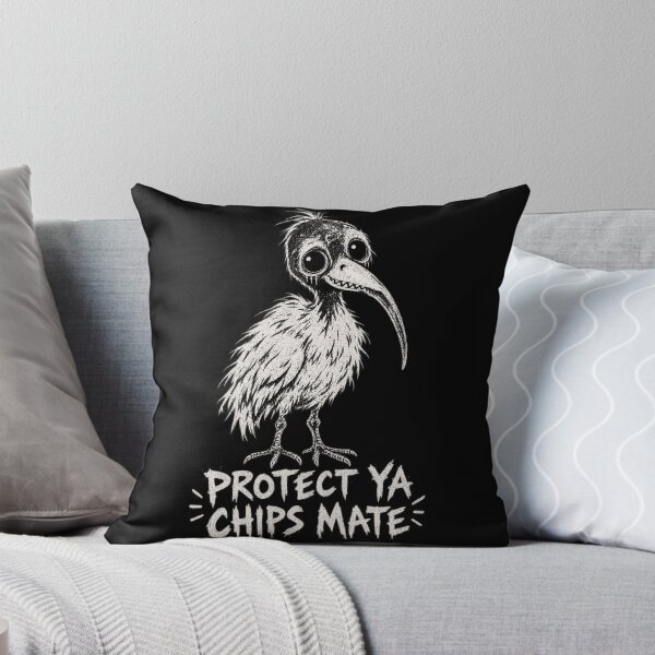 Item preview, Protect Ya Chips Mate Creepy Cute Bin Chicken White Ibis Aussie Humor designed and sold by Yellowriversss.