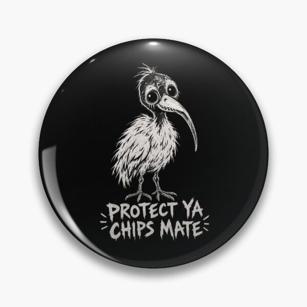 Item preview, Protect Ya Chips Mate Creepy Cute Bin Chicken White Ibis Aussie Humor designed and sold by Yellowriversss.