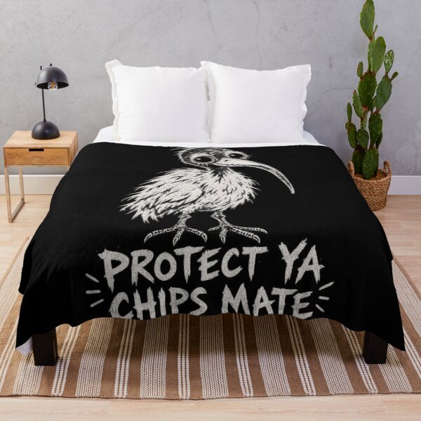 Item preview, Protect Ya Chips Mate Creepy Cute Bin Chicken White Ibis Aussie Humor designed and sold by Yellowriversss.