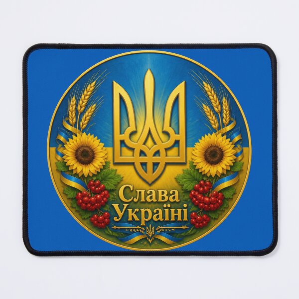 Item preview, Slava Ukraini — Ukrainian Tryzub Emblem with Sunflowers designed and sold by The Digital Compass.