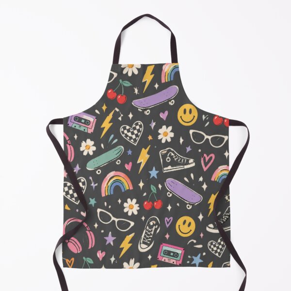 Item preview, Retro 90s Cool Doodle Pattern – Skateboard, Sneakers & Smiley designed and sold by Mellowmint-art.