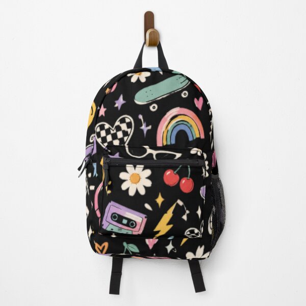 Item preview, Retro 90s Cool Doodle Pattern – Skateboard, Sneakers & Smiley designed and sold by Mellowmint-art.