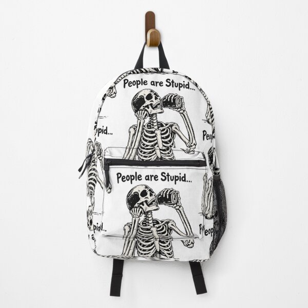 Item preview, People Are Stupid Sarcastic Skeleton Drinking Soda Can Retro Humor Design designed and sold by SmithOscarShop.