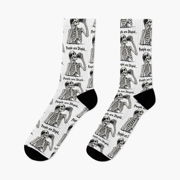 Item preview, People Are Stupid Sarcastic Skeleton Drinking Soda Can Retro Humor Design designed and sold by SmithOscarShop.