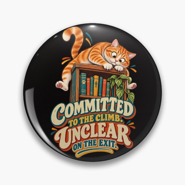 Item preview, Funny Cat Stuck on a Bookshelf – Retro Climbing Cat Humor designed and sold by Tadeusz1.