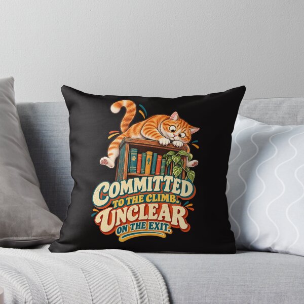 Item preview, Funny Cat Stuck on a Bookshelf – Retro Climbing Cat Humor designed and sold by Tadeusz1.