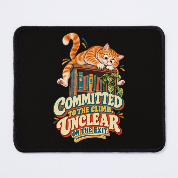 Item preview, Funny Cat Stuck on a Bookshelf – Retro Climbing Cat Humor designed and sold by Tadeusz1.