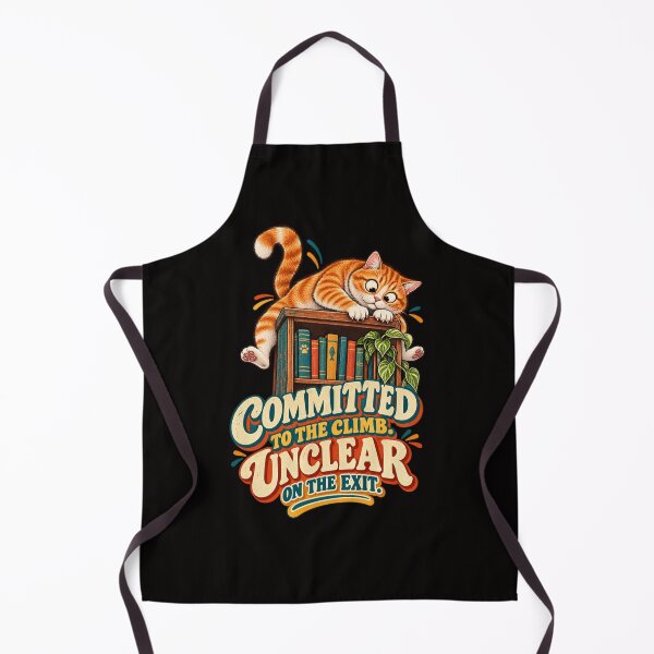 Item preview, Funny Cat Stuck on a Bookshelf – Retro Climbing Cat Humor designed and sold by Tadeusz1.